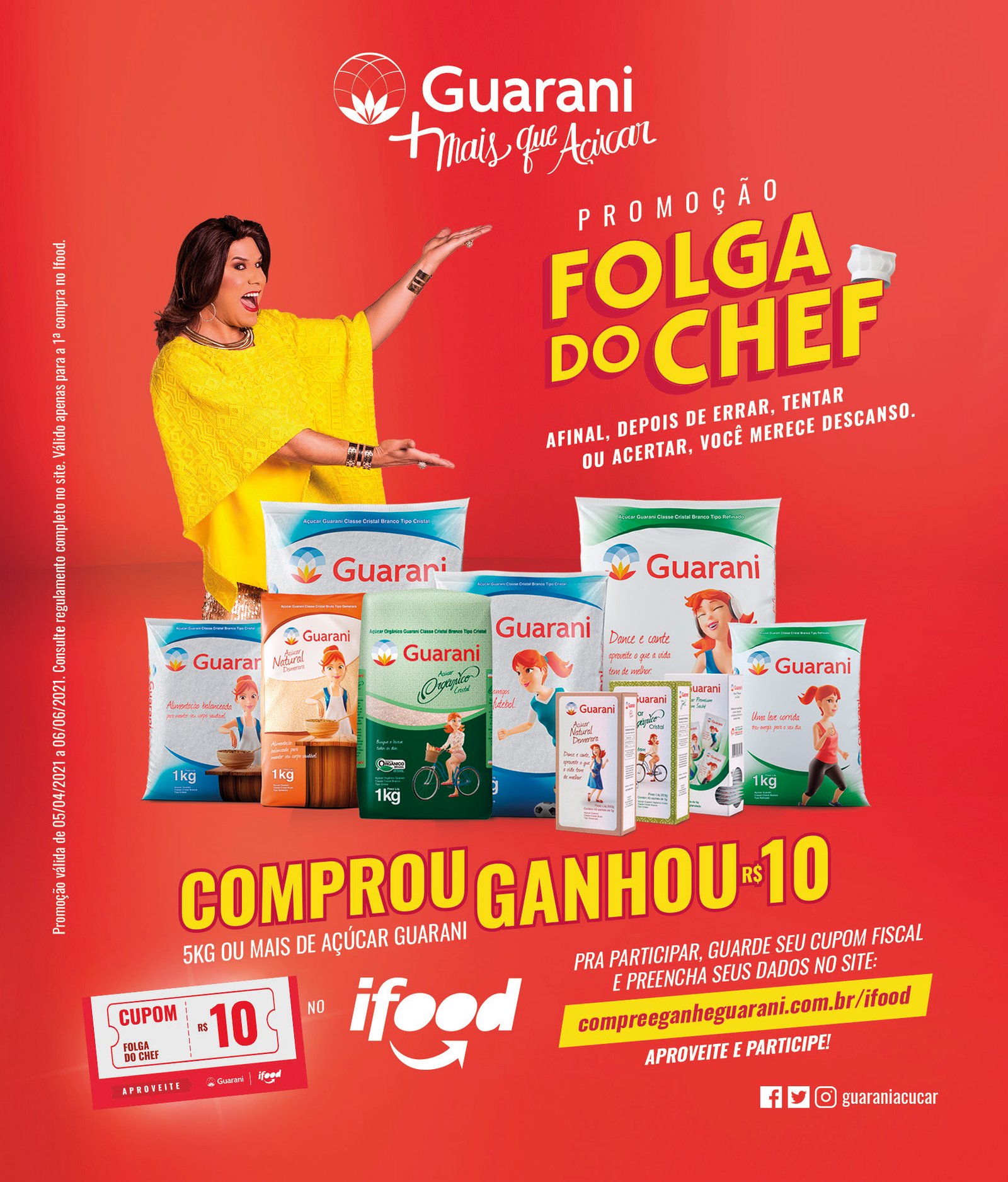 AÇUCAR GUARANI E IFOOD DÃO VOUCHER PARA CONSUMIDORES TEREM UMA FOLGA DA COZINHA