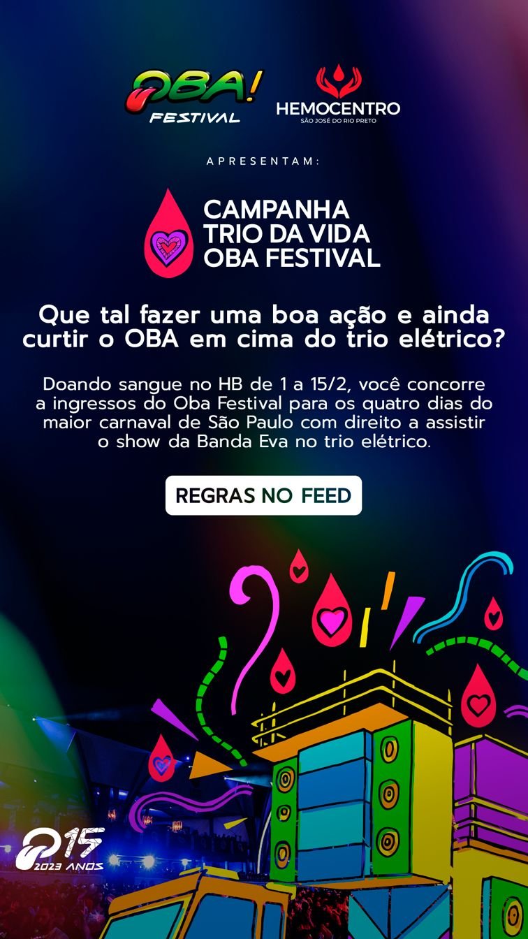 CAMPANHA DE DOAÇÃO DE SANGUE EM RIO PRETO – OBA FESTIVAL