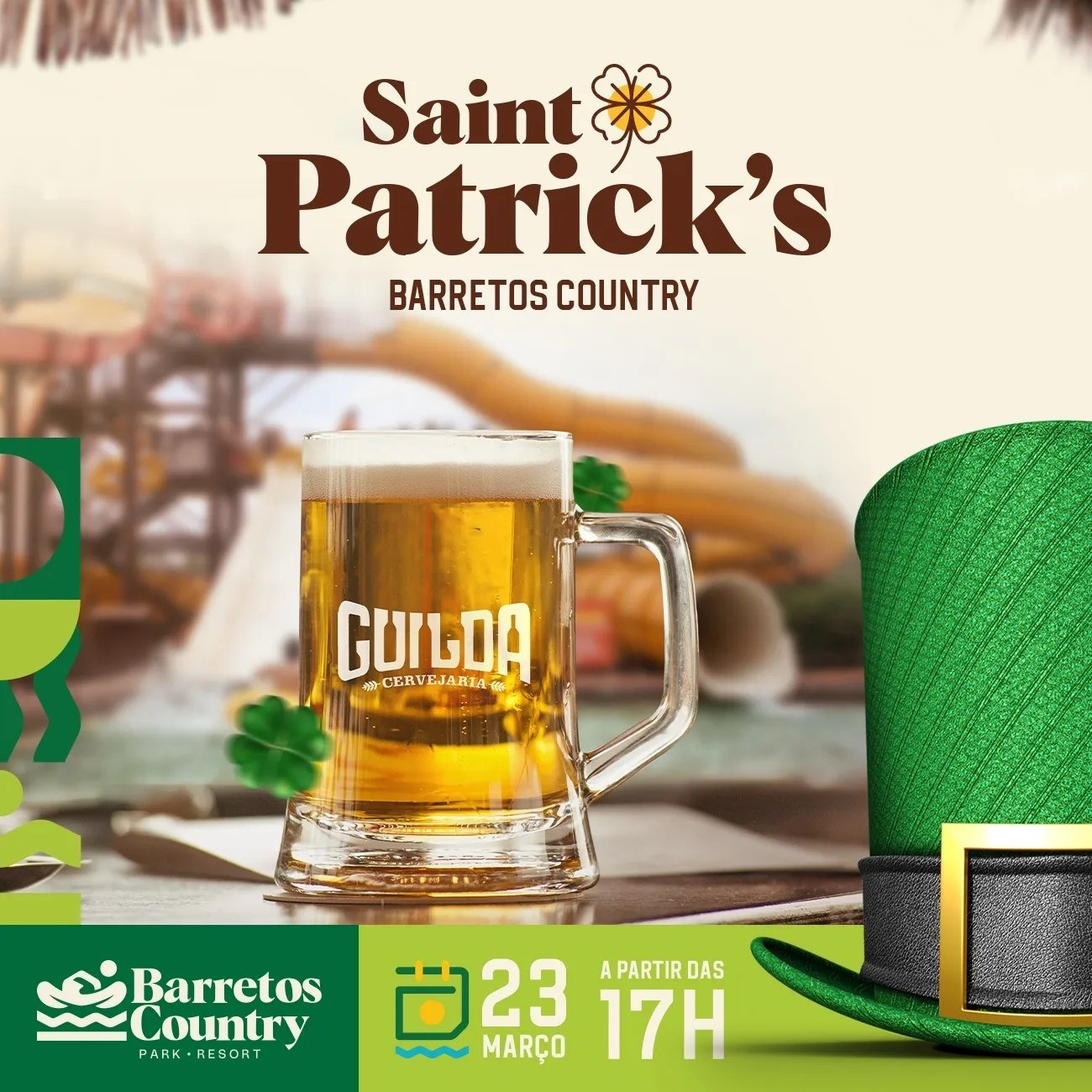 BARRETOS COUNTRY TERÁ SHOW E CHOPE VERDE NO SAINT PATRICK’S DAY