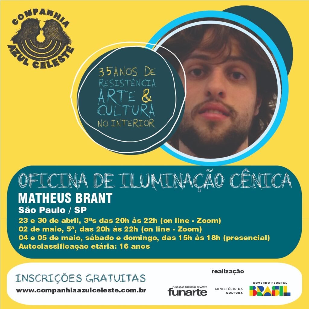 Companhia Azul Celeste Abre Inscrições Gratuitas para Oficina de Iluminação Cênica