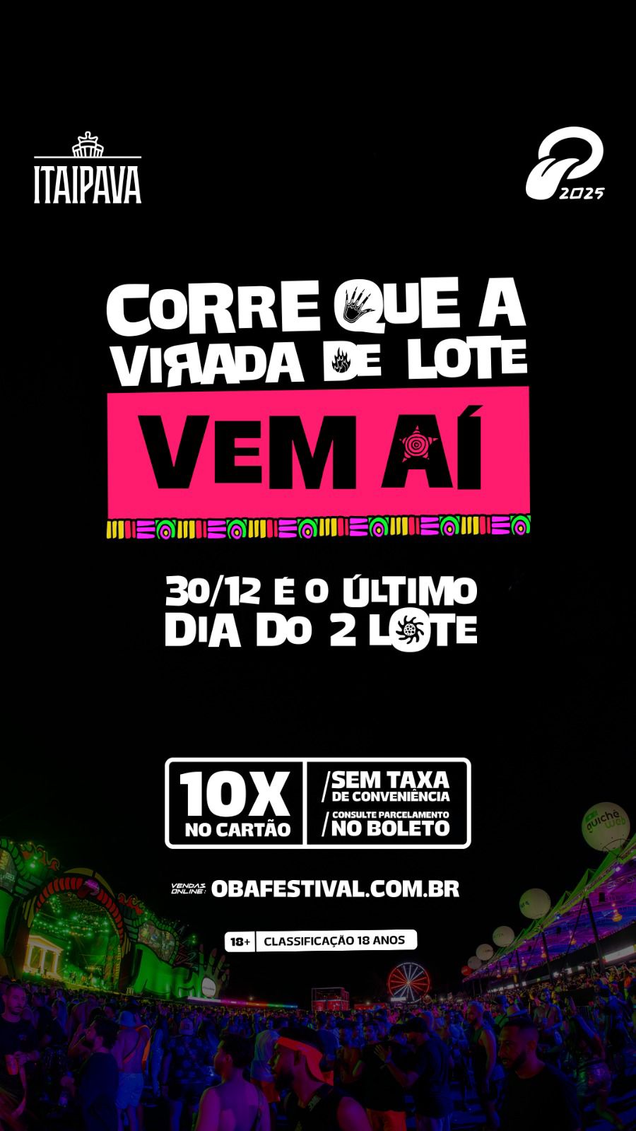 OBA FESTIVAL TERÁ VIRADA DE LOTE NO PRÓXIMO DIA 31 DE DEZEMBRO