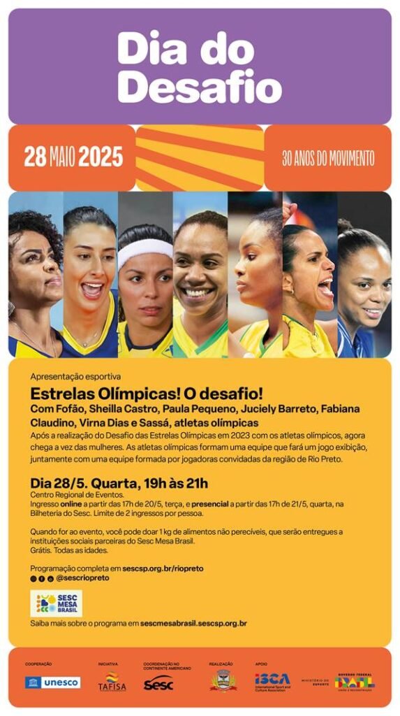 Estrelas Olímpicas do Vôlei Feminino – O Desafio! 28/5 – Centro Regional de Eventos
