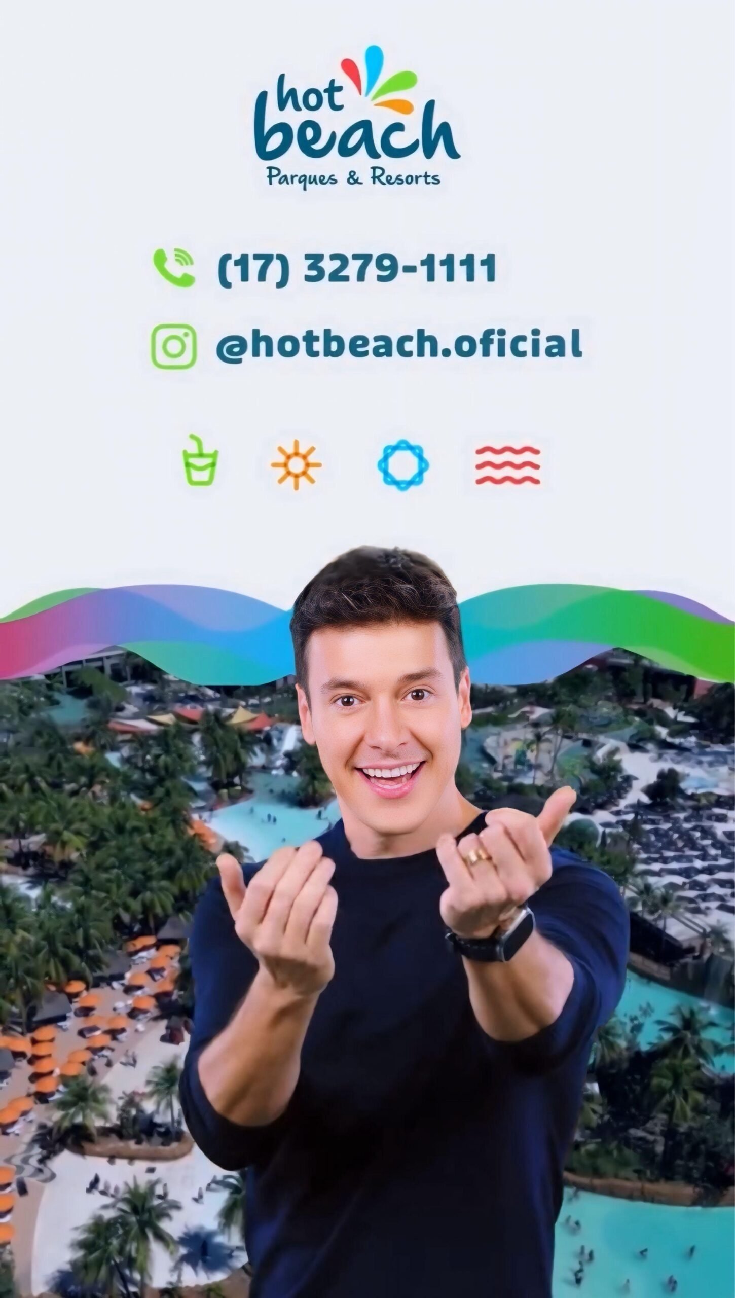 RODRIGO FARO ENTRA NO CLIMA DAS FÉRIAS NO HOT BEACH PARQUES &RESORTS