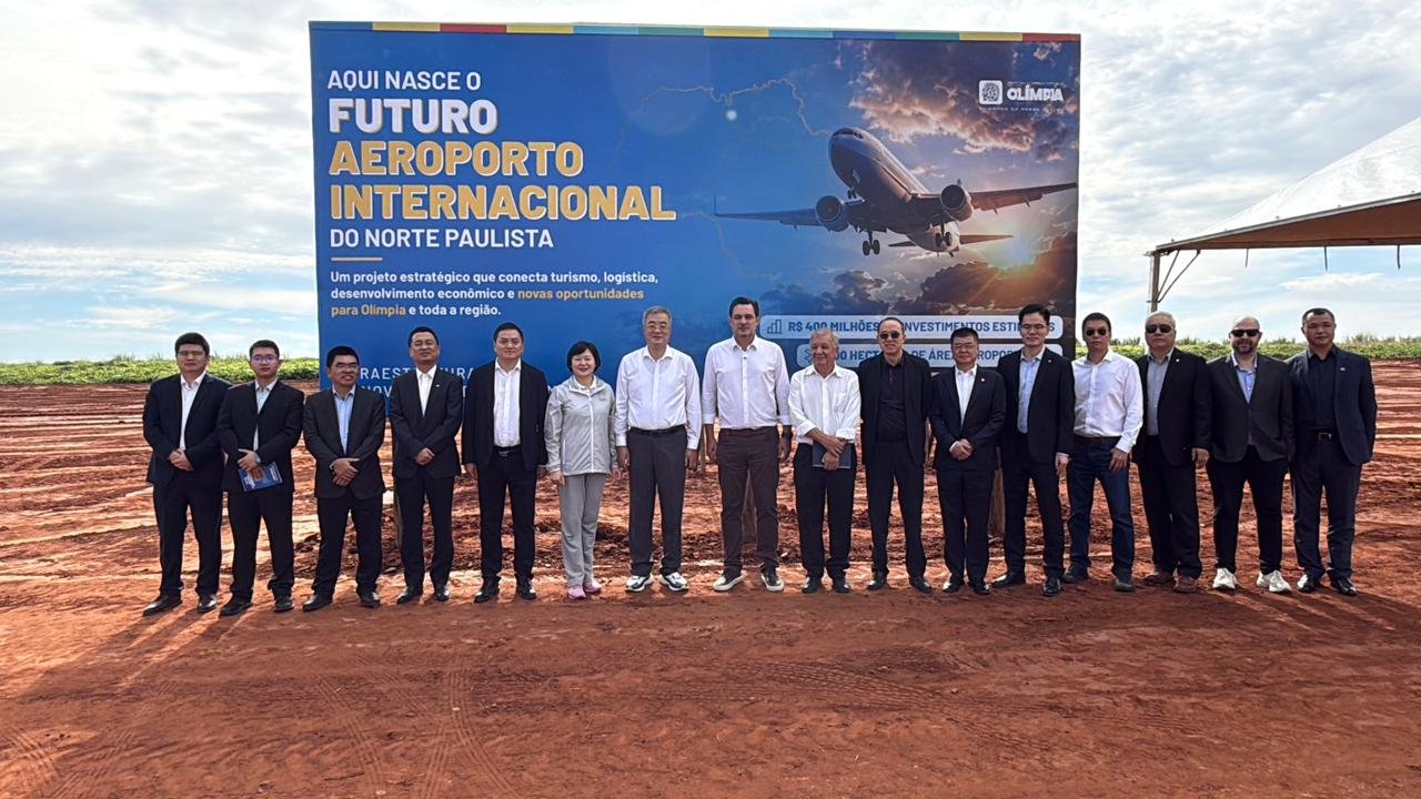 Embaixador da China visita área do futuro aeroporto e participa de seminário estratégico em Olímpia