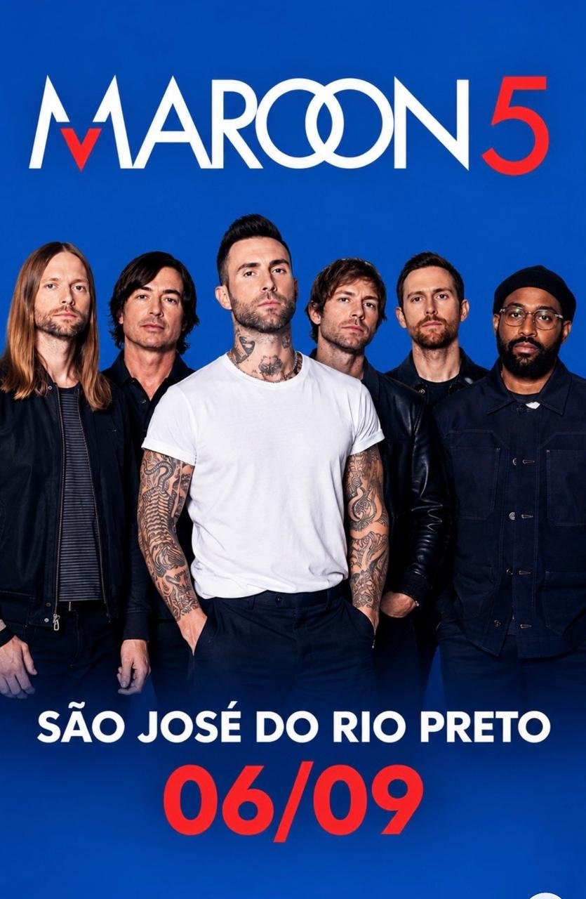 MAROON 5 SE APRESENTA EM SÃO JOSÉ DO RIO PRETO NO DIA 6 DE SETEMBRO
