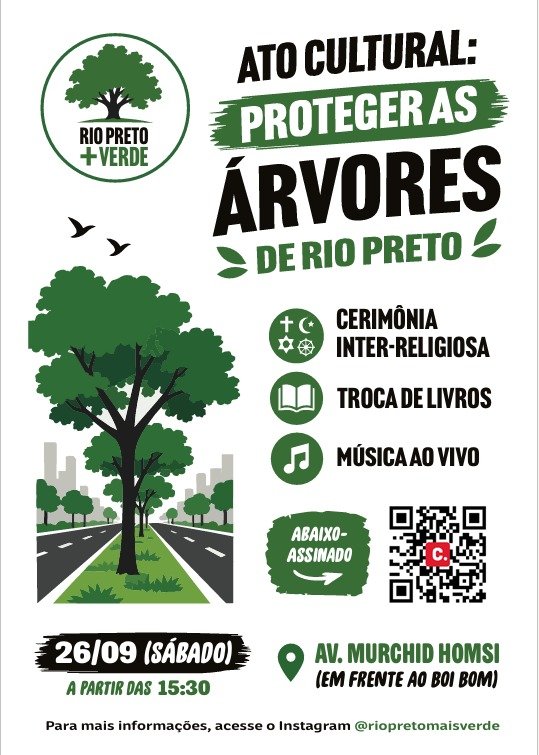 Rio-pretenses promovem ato religioso cultural neste sábado na Murchid em defesa das árvores